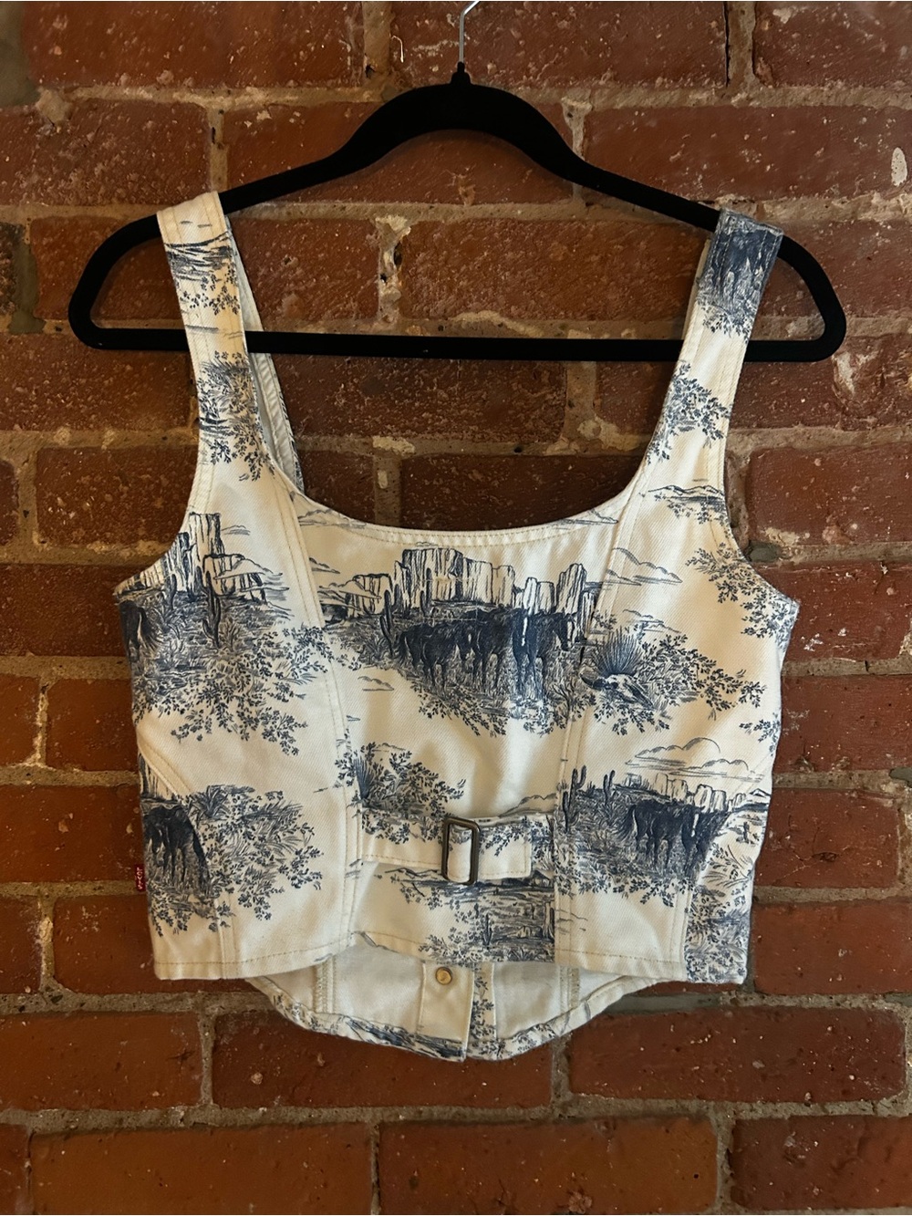 Levi’s Alani Western Blue & White Denim Corset Top - Picture 3 of 4